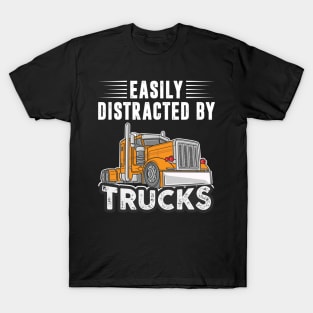 Easily Distracted By Trucks Shirt Funny Trucks Lover Boys T-Shirt